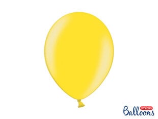 Stiprūs balionai 30 cm Metallic Lemon, geltoni, 100 vnt. kaina ir informacija | Balionai | pigu.lt
