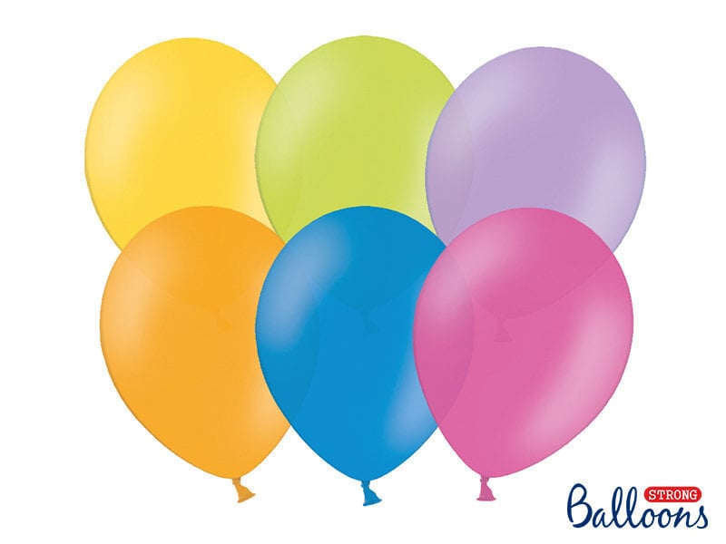 Stiprūs balionai 30 cm Pastel, įvairių spalvų, 50 vnt. цена и информация | Balionai | pigu.lt