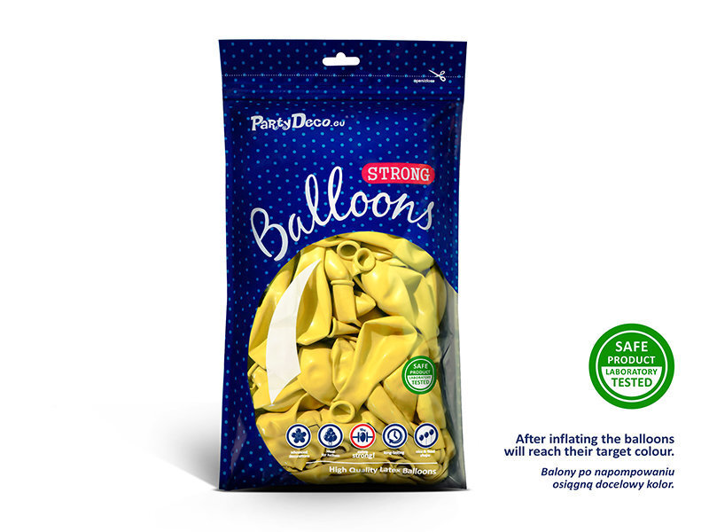 Stiprūs balionai 30 cm Pastel Lemon, geltoni, 10 vnt. kaina ir informacija | Balionai | pigu.lt