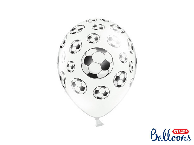 Balionai 30 cm Footballs Pastel, balti, 50 vnt. kaina ir informacija | Balionai | pigu.lt