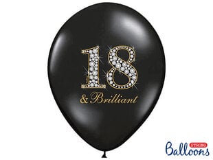 Balionai 30 cm 18 & Brilliant Pastel, juodi, 6 vnt. цена и информация | Шарики | pigu.lt