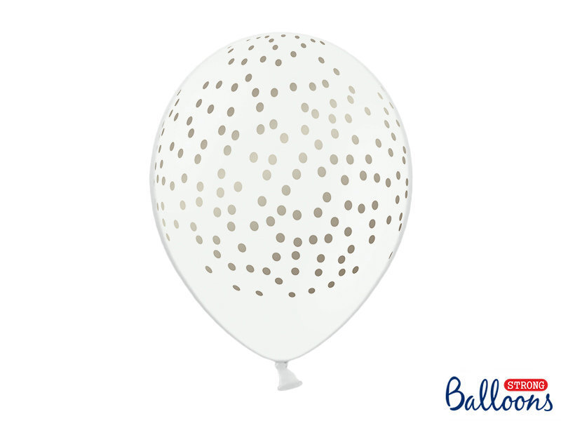 Balionai 30 cm Dots Pastel, balti, 6 vnt. kaina ir informacija | Balionai | pigu.lt