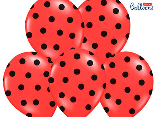 Balionai 30 cm Dots Pastel Poppy, raudoni, 50 vnt. kaina ir informacija | Balionai | pigu.lt