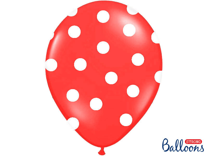 Balionai 30 cm Dots Pastel Poppy, raudoni, 6 vnt. цена и информация | Balionai | pigu.lt