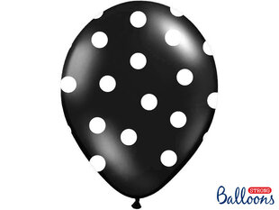 Balionai 30 cm Dots Pastel, juodi, 50 vnt. kaina ir informacija | Balionai | pigu.lt