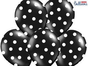 Balionai 30 cm Dots Pastel, juodi, 50 vnt. цена и информация | Шарики | pigu.lt