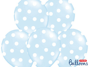 Balionai 30 cm Dots Pastel Baby, mėlyni, 6 vnt. kaina ir informacija | Balionai | pigu.lt