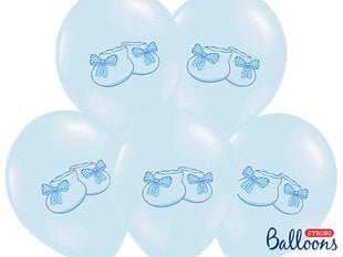 Balionai 30 cm Bootee Pastel Baby, mėlyni, 6 vnt. kaina ir informacija | Balionai | pigu.lt