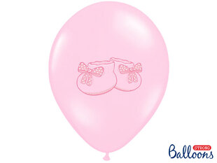 Balionai 30 cm Bootee Pastel Baby, rožiniai, 6 vnt. kaina ir informacija | Balionai | pigu.lt