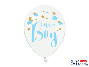 Balionai 30 cm It's a Boy Pastel, balti, 50 vnt. kaina ir informacija | Balionai | pigu.lt