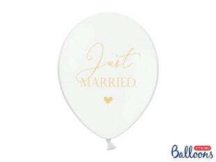 Balionai 30 cm Just Married Pastel, balti, 6 vnt. цена и информация | Шарики | pigu.lt