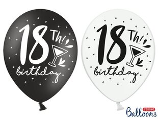 Stiprūs balionai 30 cm 18th! Birthday, įvairių spalvų, 50 vnt. kaina ir informacija | Balionai | pigu.lt