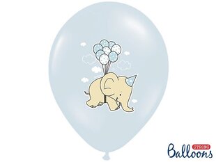 Balionai 30 cm Elephant Pastel Baby Blue, įvairių spalvų, 50 vnt. kaina ir informacija | Balionai | pigu.lt