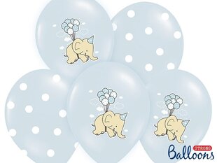 Balionai 30 cm Elephant Pastel Baby, mėlyni, 6 vnt. цена и информация | Шарики | pigu.lt