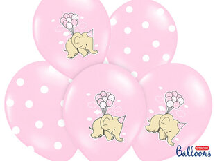 Balionai 30 cm Elephant Pastel, rožiniai, 6 vnt. kaina ir informacija | Balionai | pigu.lt