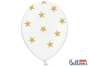 Balionai 30 cm Stars Pastel, balti, 6 vnt. kaina ir informacija | Balionai | pigu.lt
