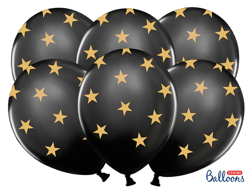 Balionai 30 cm Stars Pastel, juodi, 50 vnt. kaina ir informacija | Balionai | pigu.lt