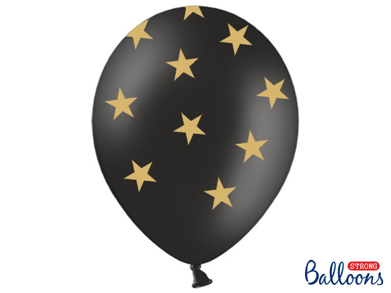 Balionai 30 cm Stars Pastel, juodi, 50 vnt. цена и информация | Balionai | pigu.lt