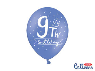 Stiprūs balionai 30 cm 9th! birthday, įvairių spalvų, 6 vnt. kaina ir informacija | Balionai | pigu.lt