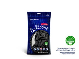 Stiprūs balionai 12 cm Metallic, juodi, 100 vnt. kaina ir informacija | Balionai | pigu.lt