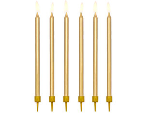 Gimtadienio žvakutės, auksinės, 12,5 cm, 12 vnt. kaina ir informacija | Dekoracijos šventėms | pigu.lt