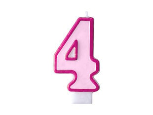 Свечи к Дню рождения Число 4, розовые, 7 см, 24 шт. цена и информация | Праздничные декорации | pigu.lt