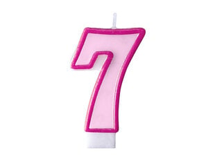 Свеча к Дню рождения Число 7, розовая, 7 см, 1 шт. цена и информация | Праздничные декорации | pigu.lt