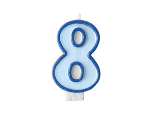 PartyDeco Свеча на день рождения, номер 8, синий, 7 cм цена и информация | Праздничные декорации | pigu.lt