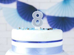 Свечи к Дню рождения Число 8, серебристые, 7 см, 24 шт. цена и информация | Праздничные декорации | pigu.lt