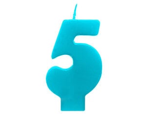 Свеча к Дню рождения Число 5, темно-синяя, 6,5 см, 1 шт. цена и информация | Праздничные декорации | pigu.lt