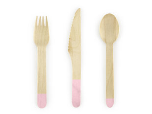 Набор деревянных столовых приборов Pink, 1 упаковка/18 штук цена и информация | Праздничная одноразовая посуда | pigu.lt