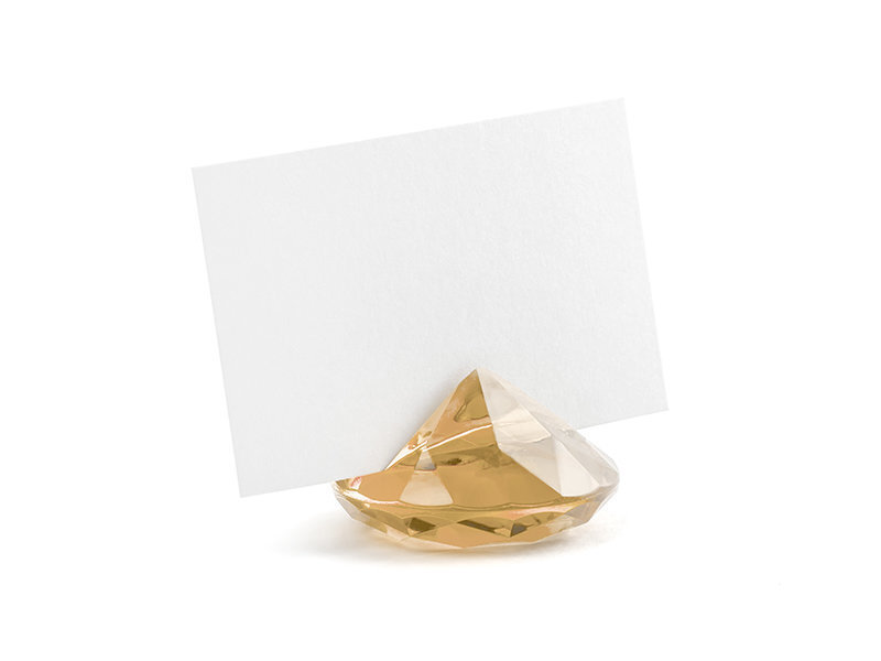 Stalo kortelių laikiklis Diamond, 40 mm, aukso spalvos (1 pak/10 vnt) kaina ir informacija | Dekoracijos šventėms | pigu.lt