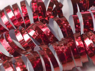 Holografinė dekoratyvinė juostelė, raudona, 3,8m (1 pak/ 18 vnt) kaina ir informacija | Dovanų pakavimo priemonės | pigu.lt