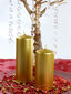 Cilindrinės žvakės, metalinės auksinės spalvos, 12x6 cm, dega iki 20 val, 1 pak/6 vnt цена и информация | Žvakės, Žvakidės | pigu.lt