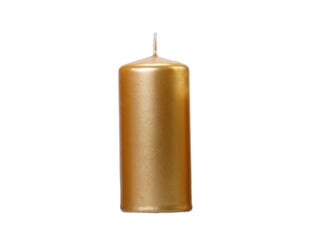 Cilindrinės žvakės, metalinės auksinės spalvos, 12x6 cm, dega iki 20 val, 1 pak/6 vnt kaina ir informacija | Žvakės, Žvakidės | pigu.lt