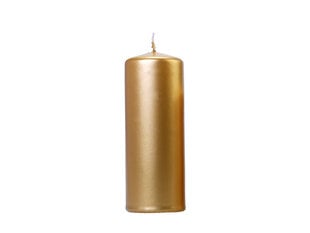 Cilindrinės žvakės, metalinės auksinės spalvos, 15x6 cm, dega iki 30 val, 1 pak/6 vnt kaina ir informacija | Žvakės, Žvakidės | pigu.lt