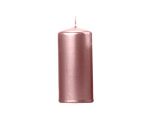 Cilindrinės žvakės, metalinės rožinio aukso spalvos, 12x6 cm, dega iki 20 val, 1 pak/6 vnt kaina ir informacija | Žvakės, Žvakidės | pigu.lt