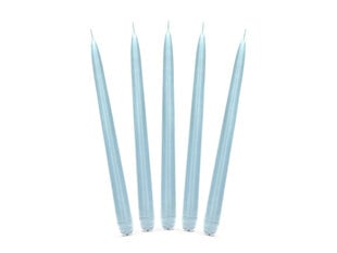 Свечи конические, матового голубого цвета, 24 см, 1 упак/10 шт цена и информация | Подсвечники, свечи | pigu.lt