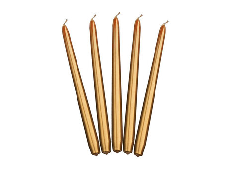 Kūginės žvakės, metalinės auksinės spalvos, 24 cm, 1 pak/10 vnt kaina ir informacija | Žvakės, Žvakidės | pigu.lt