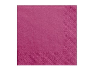 3 sluoksnių servetėlės Dark Pink 33x33cm (1 pak/ 20 vnt) kaina ir informacija | Vienkartiniai indai šventėms | pigu.lt