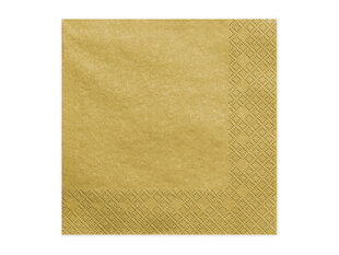 3 sluoksnių servetėlės Gold Metallic 33x33cm (1 pak/ 20 vnt) kaina ir informacija | Vienkartiniai indai šventėms | pigu.lt