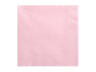 3 sluoksnių servetėlės Light Pink 33x33 cm (1 pak / 20 vnt) kaina ir informacija | Vienkartiniai indai šventėms | pigu.lt