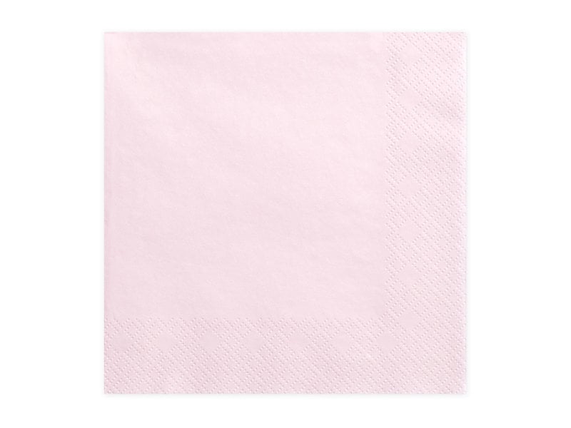 3 sluoksnių servetėlės Light Powder Pink 33x33 cm (1 pak / 20 vnt) цена и информация | Vienkartiniai indai šventėms | pigu.lt