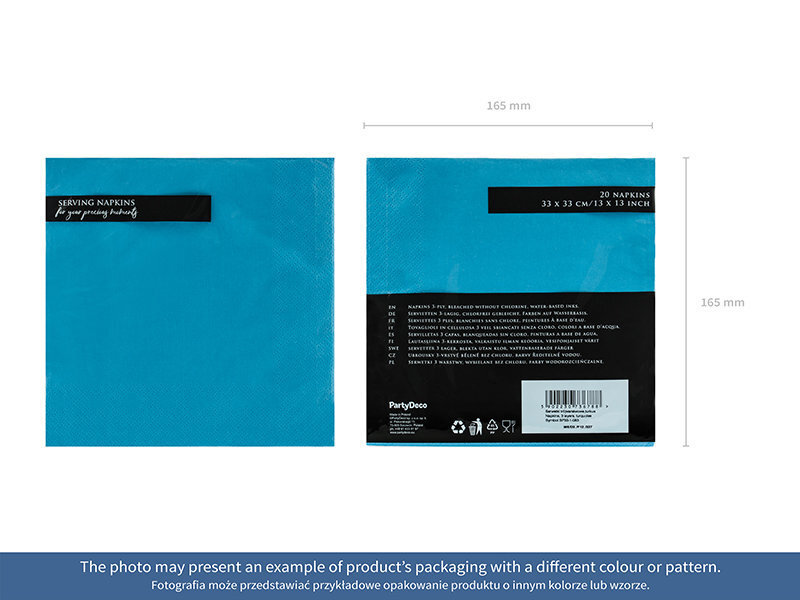 3 sluoksnių servetėlės Dark Mint 33x33 cm (1 pak / 20 vnt) kaina ir informacija | Vienkartiniai indai šventėms | pigu.lt