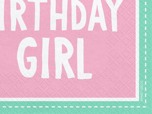 Servetėlės 1st Birthday Girl 33x33 cm (1 pak / 20 vnt) kaina ir informacija | Vienkartiniai indai šventėms | pigu.lt