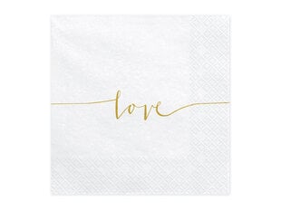 Servetėlės Love gold 33x33 cm (1 pak/ 20 vnt.) kaina ir informacija | Vienkartiniai indai šventėms | pigu.lt