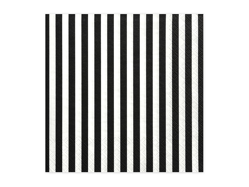 Servetėlės Stripes Black 33x33 cm (1 pak/ 20 vnt.) kaina ir informacija | Vienkartiniai indai šventėms | pigu.lt