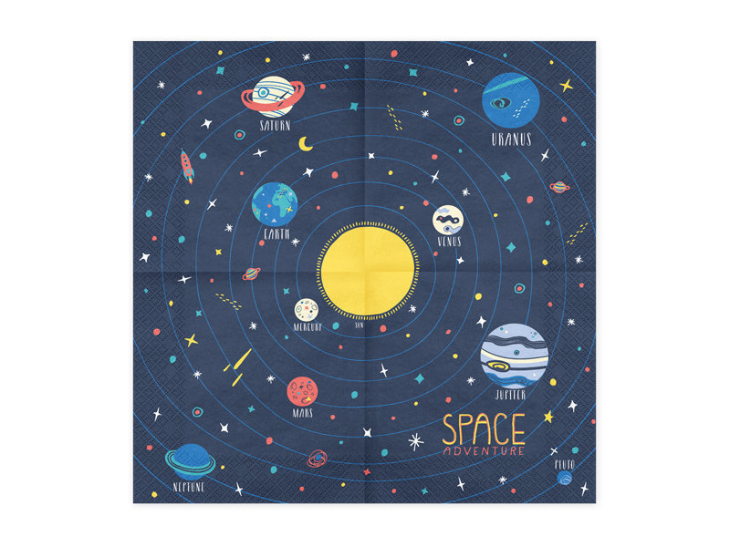 Popierinės servetėlės Space Party, mėlynos, 33x33 cm, 1 pak/20 vnt цена и информация | Vienkartiniai indai šventėms | pigu.lt