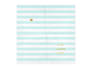 Popierinės servetėlės Yummy "Live Laugh Love", mėlynos, 33x33 cm, 1 pak/20 vnt kaina ir informacija | Vienkartiniai indai šventėms | pigu.lt