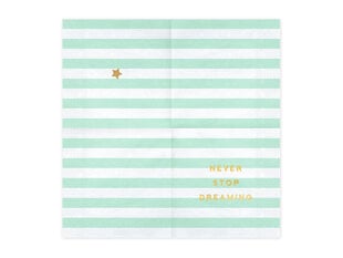 Popierinės servetėlės Yummy "Never stop dreaming", mėtinės spalvos, 33x33 cm, 1 pak/20 vnt kaina ir informacija | Vienkartiniai indai šventėms | pigu.lt